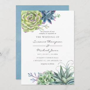 Watercolor Desert Cactus Succulents Wedding Invitation