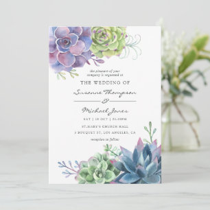 Watercolor Desert Cactus Succulents Wedding Invitation