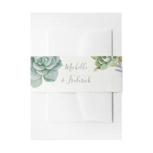 Watercolor Desert Cactus Succulents Wedding Invitation Belly Band