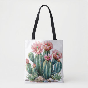 Watercolor desert flowers cacti. tote bag