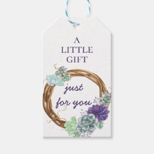 Watercolor Desert Garden Succulents Rustic Wreath Gift Tags