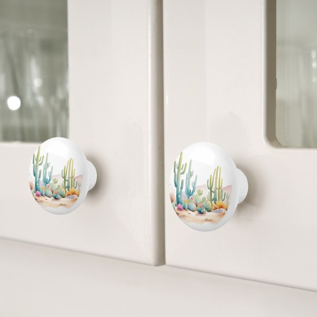 Watercolor Desert Illustration  Ceramic Knob (Creator Uploaded)