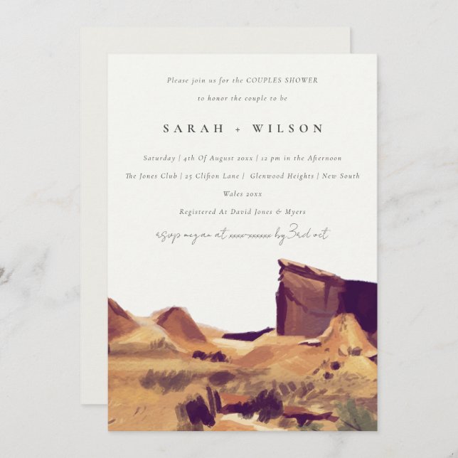 Watercolor Desert Landscape Couples Shower Invite (Front/Back)