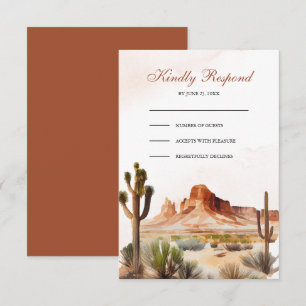 Watercolor Desert Mountain Cactus Wedding RSVP Card