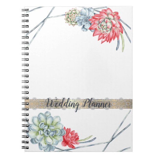 Watercolor Desert Red Succulents Notebook (Front)