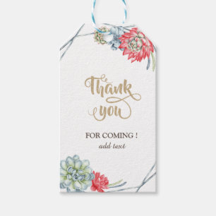 Watercolor Desert Red Succulents Thank You Gift Tags