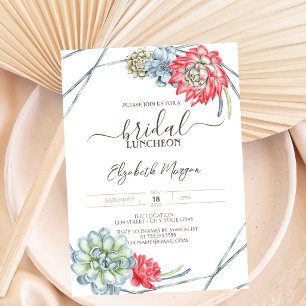 Watercolor Desert Succulents Bridal Luncheon Invitation