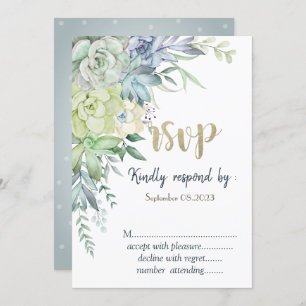 Watercolor Desert Succulents Dots RSVP Invitation