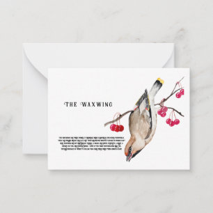 Watercolor design Forest bird waxwing Card
