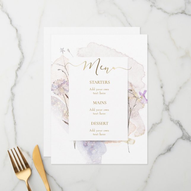 watercolor design Menu (Front/Back In Situ)