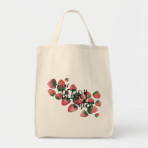 Watercolor Design Tote Bag, Berry Cute