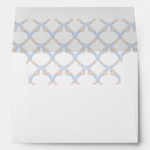 Watercolor Designer Blue Monogram Crest Wedding Envelope