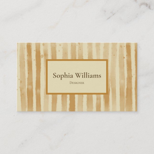 Watercolor Designer Light Brown Chic Business Card (Front)