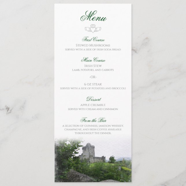 Watercolor Destination: Ireland Menu (Front)