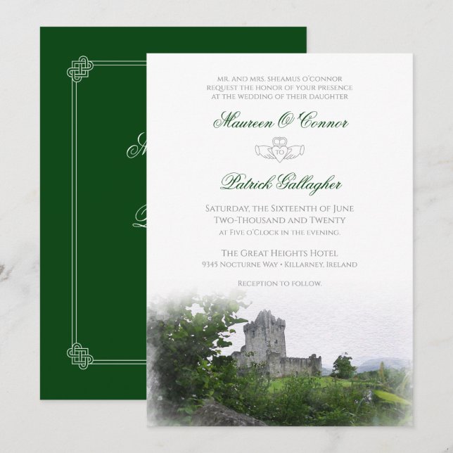 Watercolor Destination: Ireland Wedding Invitation (Front/Back)