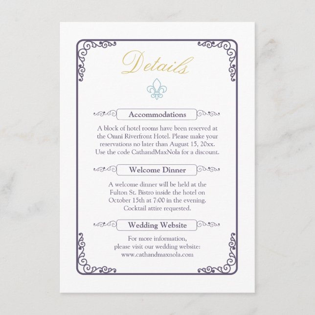 Watercolor Destination: New Orleans Details Enclosure Card (Front)