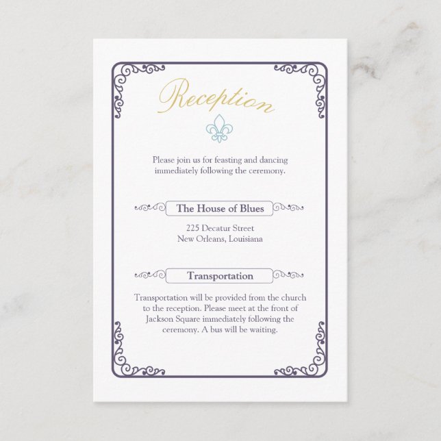 Watercolor Destination: New Orleans Reception Enclosure Card (Front)