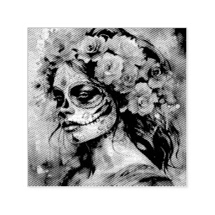 Watercolor Día de los Muertos Catrina Portrait Self-inking Stamp