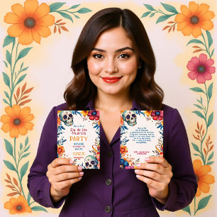 💀 Watercolor Día de Muertos Party Invitation