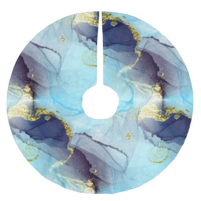 Watercolor Diaphonous Chic Elegant Brushed Polyester Tree Skirt (Front)