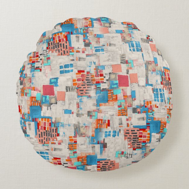 Watercolor Digital Texture Pattern Round Cushion (Front)