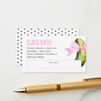 Watercolor Dill Pickle Baby Shower Diaper Raffle Enclosure Card
