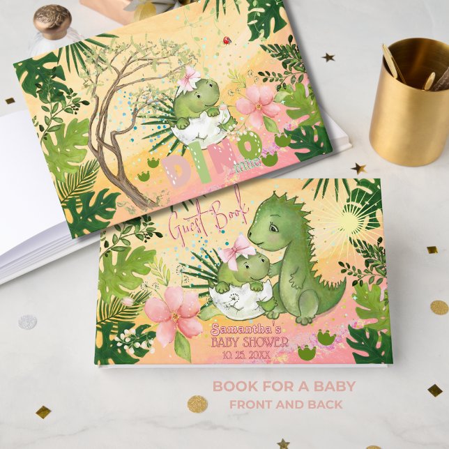 Watercolor Dino Baby Shower Guest Book Story tale (Watercolor Dino Baby Shower Guest Book Story tale)