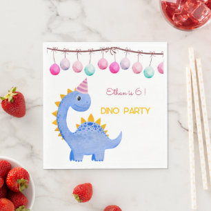 Watercolor Dino party kids birthday  Napkin