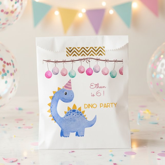 Watercolor Dino roar party kids birthday Favour Bags (Creator Uploaded)