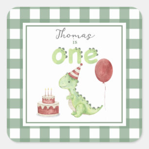Watercolor Dinosaur 1st birthday Square Sticker