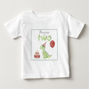 Watercolor Dinosaur 2nd birthday Baby T-Shirt
