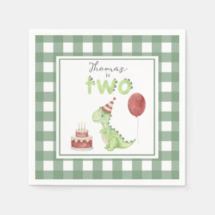 Watercolor Dinosaur 2nd birthday Napkin