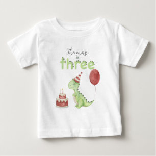 Watercolor Dinosaur 3rd birthday Baby T-Shirt