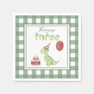Watercolor Dinosaur 3rd birthday Napkin