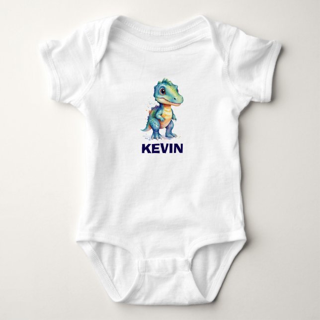 Watercolor Dinosaur Art  Baby Bodysuit (Front)