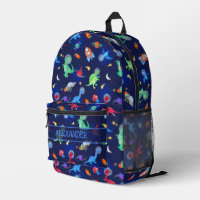 Watercolor Dinosaur Astronauts In Space Blue
