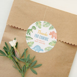 Watercolor Dinosaur Baby Shower Classic Round Sticker