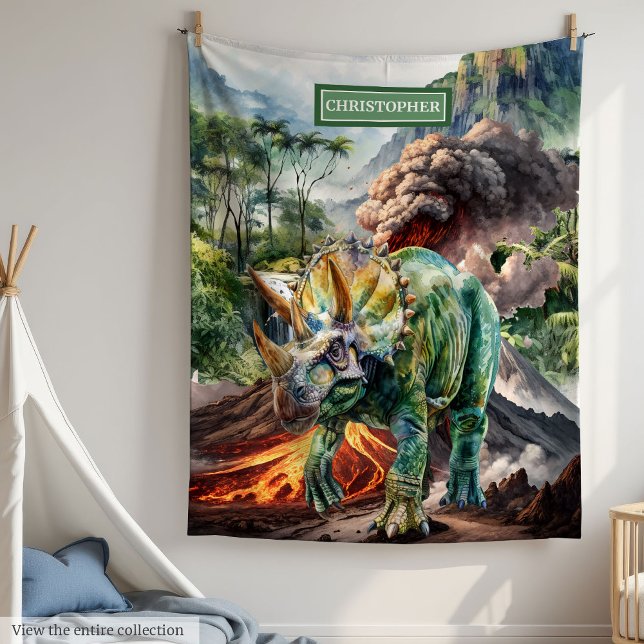 Watercolor Dinosaur Birthday Blanket Gift for Boys (Watercolor Dinosaur Birthday Blanket Gift for Boys)
