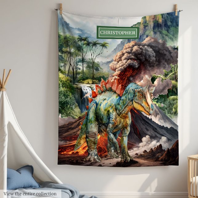 Watercolor Dinosaur Birthday Blanket Personalised  (Watercolor Dinosaur Birthday Blanket Personalized Boys)