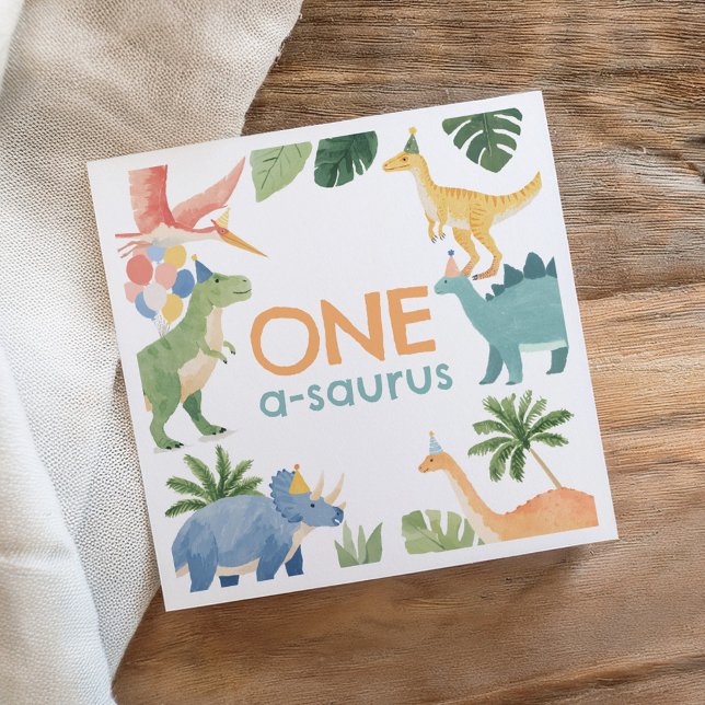 Watercolor Dinosaur Birthday Party Napkin (Creator Uploaded)