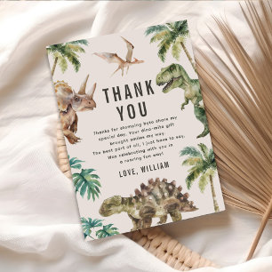 Watercolor Dinosaur Birthday Party Thank You Card