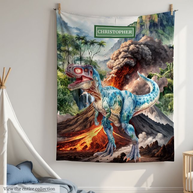 Watercolor Dinosaur Custom Name Blanket for Boys (Watercolor Dinosaur Custom Name Blanket for Boys)