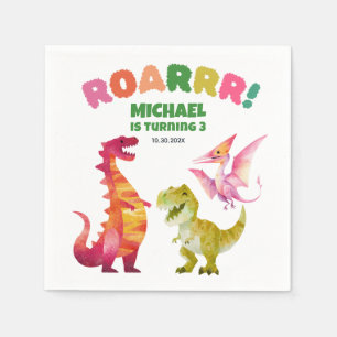 Watercolor Dinosaur Dig Cute Dino Kids Birthday  Napkin
