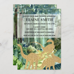 Watercolor Dinosaur Gender Neutral Baby Shower Invitation