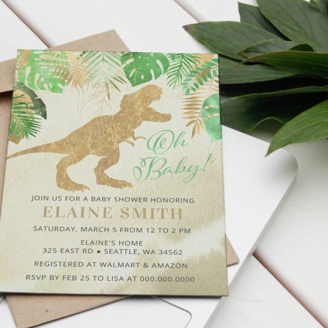 Watercolor Dinosaur Gender Neutral Baby Shower  Invitation (Creator Uploaded)