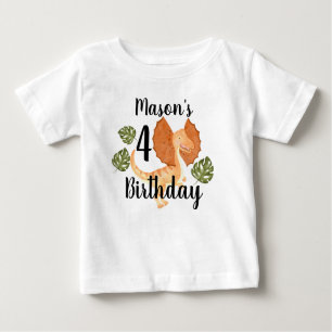 Watercolor Dinosaur Greenery Birthday Party  Baby T-Shirt