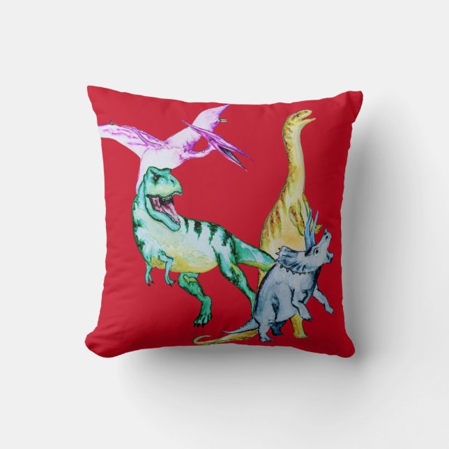 Watercolor Dinosaur Kids Cushion (Front)