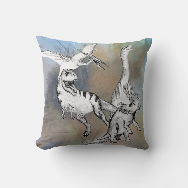 Watercolor Dinosaur Kids Cushion (Front)