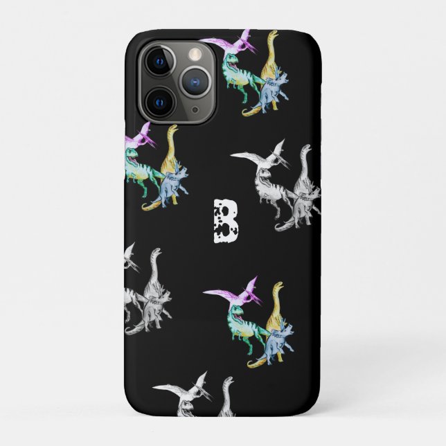 Watercolor Dinosaur Kids Monogram Case-Mate iPhone Case (Back)