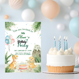 Watercolor Dinosaur Kids Party Birthday Invitation